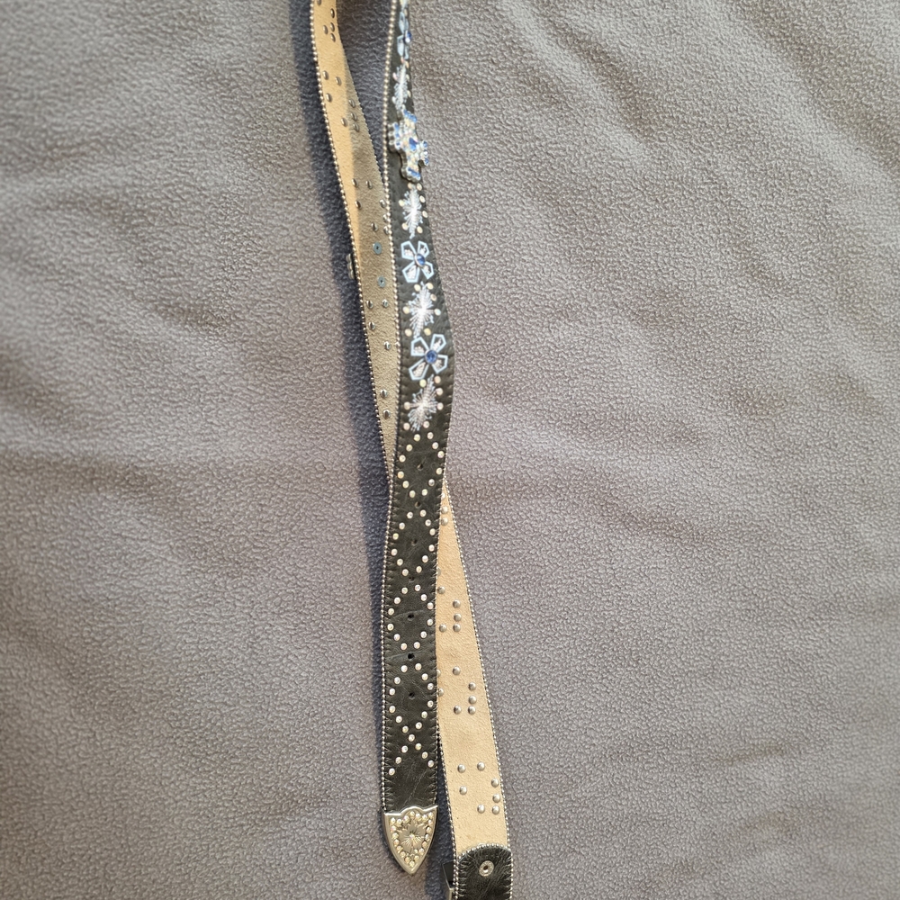 Source Unknown Black Rhinestone Western Buckle Belt - Picture 3 of 6